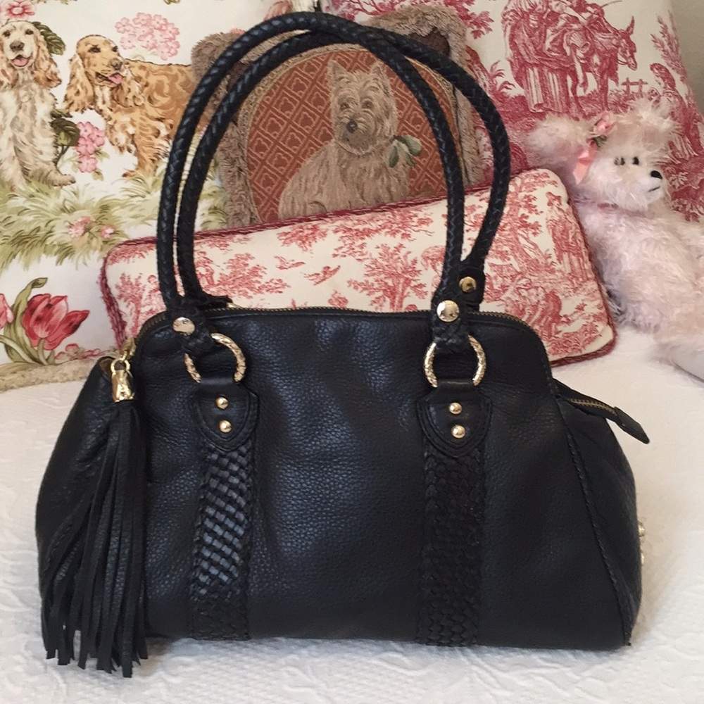 Elliott Lucca black leather satchel handbag
